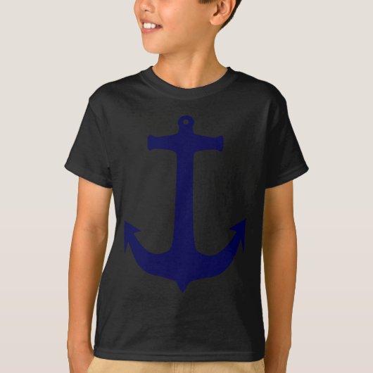 Blauw Nautisch ankerpatroon T-shirt (Voorkant)
