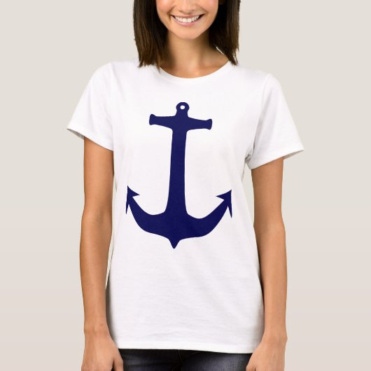Blauw Nautisch ankerpatroon T-shirt (Voorkant)