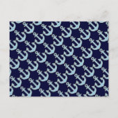 blauw nautisch ankerpatroon van de boot briefkaart (Voorkant)