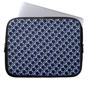 blauw nautisch ankerpatroon van de boot laptop sleeve