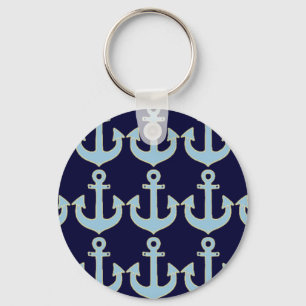 blauw nautisch ankerpatroon van de boot sleutelhanger