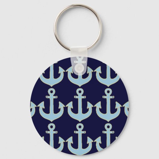 blauw nautisch ankerpatroon van de boot sleutelhanger (Voorkant)