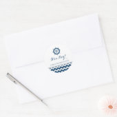 Blauw Nautisch Baby shower Favor Stickers (Envelop)
