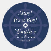 Blauw Nautisch Baby shower Sticker (Voorkant)