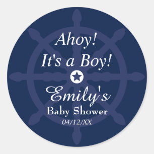 Blauw Nautisch Baby shower Sticker