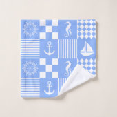 Blauw Nautisch Bad Handdoek (Wasdoekje)