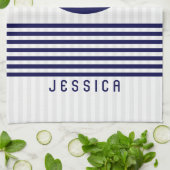 Blauw nautisch bootanker en strepen theedoek (Gevouwen)