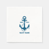 Blauw nautisch bootanker met aanpasbare tekst servet (Voorkant)