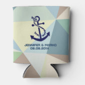 Blauw nautisch bootanker Modern geometrisch patroo Blikjeskoeler (Voorkant)