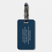 Blauw nautisch bootanker | Monogram Aangepast Bagagelabel (Achterkant verticaal)