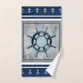 Blauw Nautisch Gevoelig Bad Handdoek (Handdoek)