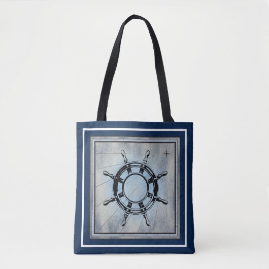 Blauw Nautisch Gevoelig Tote Bag (Voorkant)