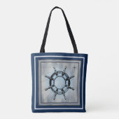 Blauw Nautisch Gevoelig Tote Bag (Achterkant)