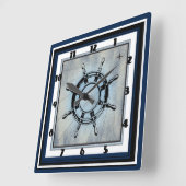 Blauw Nautisch Gevoelig Vierkante Klok (Hoek)