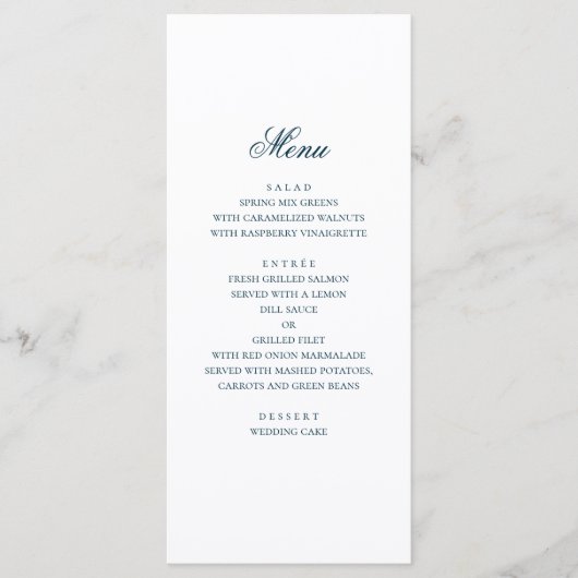 Blauw nautisch huwelijk. Waterverf marine modern Menu (Voorkant)