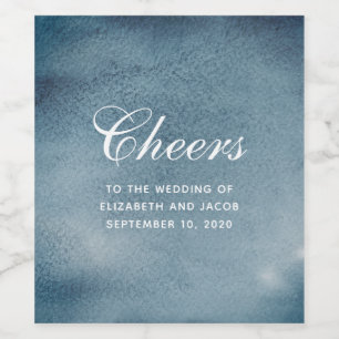 Blauw nautisch huwelijk. Waterverf marine modern Wijn Etiket