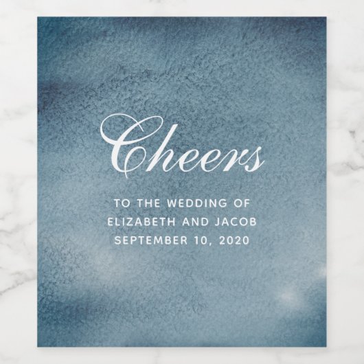 Blauw nautisch huwelijk. Waterverf marine modern Wijn Etiket (Enkel label)