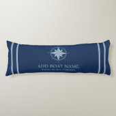 Blauw nautisch kompas aangepaste bootnaam dek deco lichaamskussen (Voorkant)