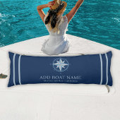 Blauw nautisch kompas aangepaste bootnaam dek deco lichaamskussen