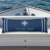 Blauw nautisch kompas aangepaste bootnaam dek deco lichaamskussen