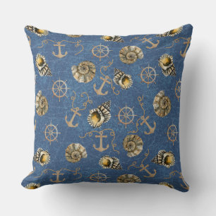 blauw nautisch patroon kussen