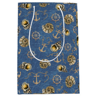 blauw nautisch patroon medium cadeauzakje