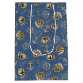 blauw nautisch patroon medium cadeauzakje (Achterkant)
