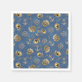 blauw nautisch patroon servet