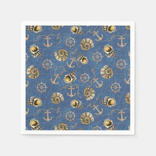 blauw nautisch patroon servet (Voorkant)