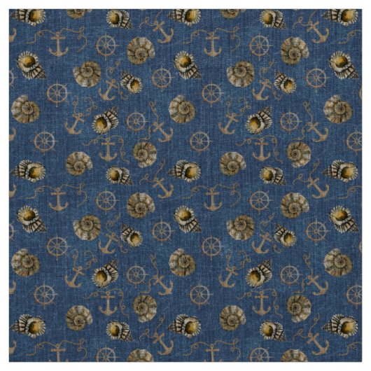 blauw nautisch patroon stof (Swatch)