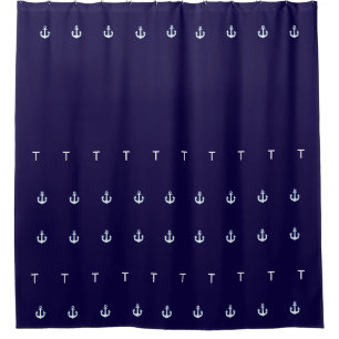 Blauw Nautisch, stijlvol & gepersonaliseerd anker Douchegordijn