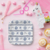 Blauw Nautisch Vierkant Party Borden Papieren Bordje (Feest)