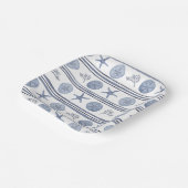 Blauw Nautisch Vierkant Party Borden Papieren Bordje (Gebogen)
