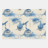 Blauw nautisch waterverf ontwerp inpakpapier vel (Voorkant 3)