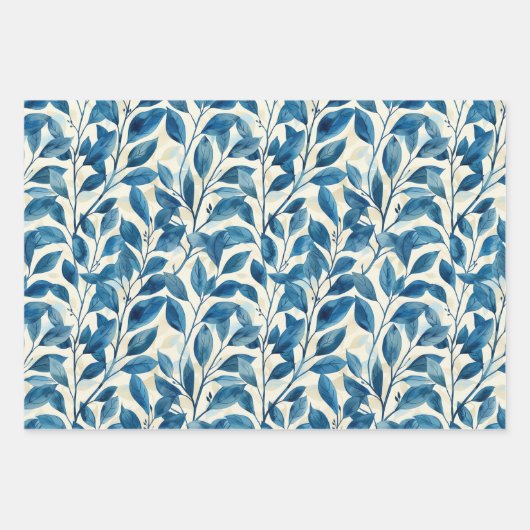 Blauw nautisch waterverf ontwerp inpakpapier vel (Voorkant 2)