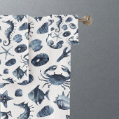 Blauw Nautisch Zee Shell Pattern Bad Handdoek