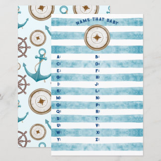 Blauw nautisch zeiler Baby shower naam die Baby