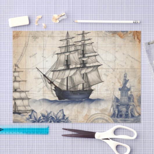 blauw nautische decoupage tissuepapier (Craft)