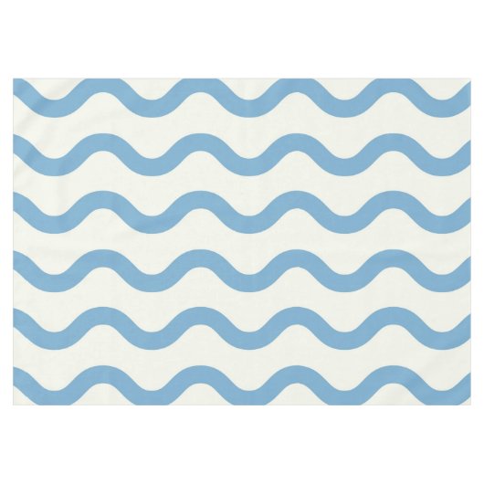 Blauw Nautische Groovy Wavy Stripe Modern Minimali Tafelkleed (Voorkant (Horizontaal))