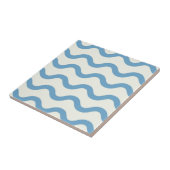 Blauw Nautische Groovy Wavy Stripe Modern Minimali Tegeltje (Zijkant)