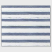 Blauw Nautische Waterverf Strepen Wrapping Papier (Vlak)