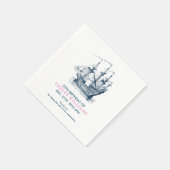 Blauw Nautische Wind-Zeilboot Verjaardag Sjabloon Servet (Hoek)