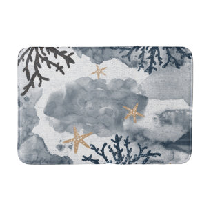 Blauw Nauutisch Koraal Aquarel Elegant Badmat