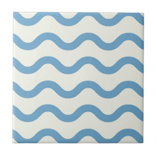 Blauw Nauwe Groovy Golvende Streep Modern Minimali Tegeltje