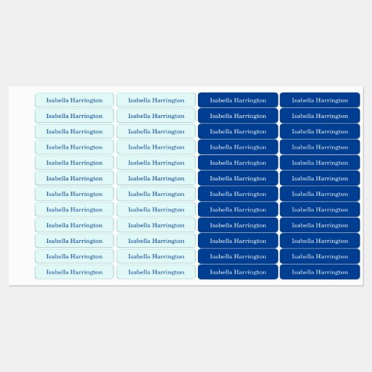 Blauw/Navy aangepaste naam Iron-On stof kleding Labels (Vel)