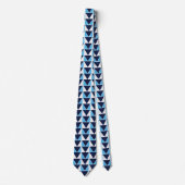 Blauw Navy Blauw Witte Driehoek Geometrisch Stropdas (Voorkant)