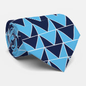 Blauw Navy Blauwe Geometrische Driehoek Stropdas (Opgerold)