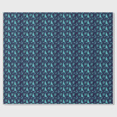 Blauw Navy Blauwe Roos Bloem Bloemmotief Cadeaupapier (Vlak)