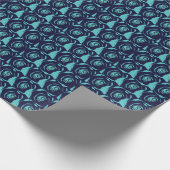 Blauw Navy Blauwe Roos Bloem Bloemmotief Cadeaupapier (Hoek)