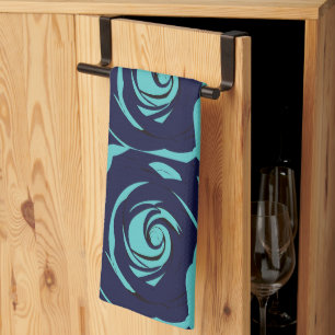 Blauw Navy Blauwe Roos Bloem Bloemmotief Theedoek